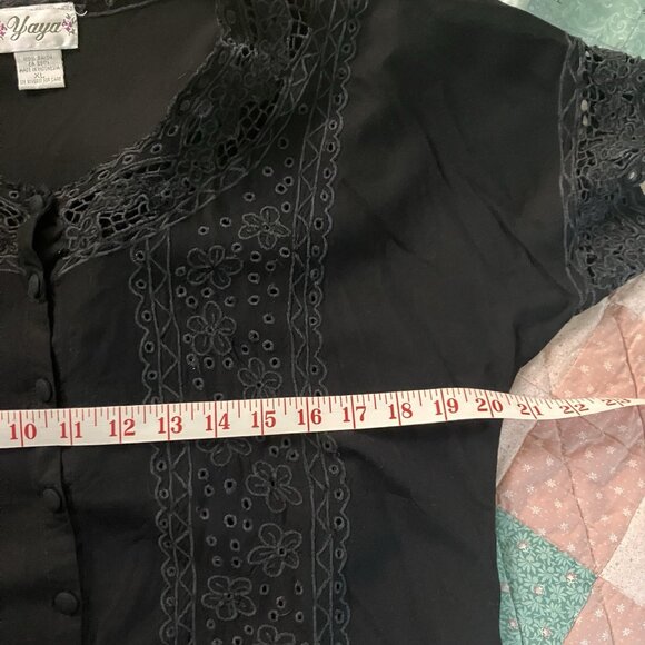 Y2K Yaya Blouse Womens XL Black Boho Witchy Lace Whimsigoth 90s Vintage - Picture 6 of 7